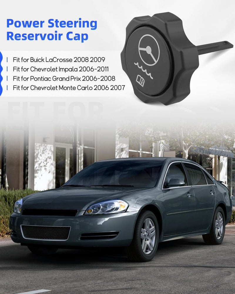 LANDSIN 82725 Power Steering Reservoir Cap Fit for Buick LaCrosse 2008 2009, Fit for Chevrolet Impala 2006-2011, Fit for Chevrolet Monte Carlo 2006 2007, Fit for Pontiac Grand Prix 2006-2008, Black - Image 2