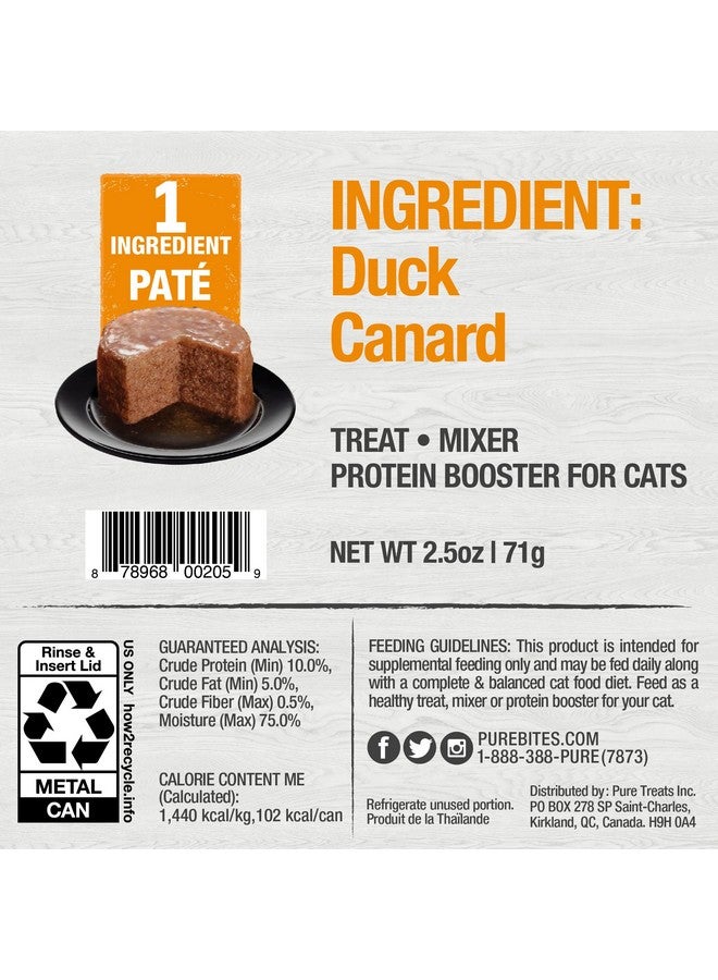 PureBites 100% Pure Duck Pate Cat Treat | 2.5oz can | only 1 Ingredient | case of 12 - Image 2