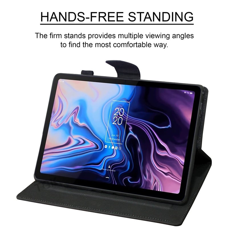 TGK Leather Flip Stand Case Cover for TCL 10 TAB Max 10.36 inches Tablet with Stylus Holder, Black - Image 4