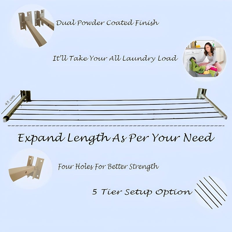 APPLICE Cloth Multipurpose Dryer Stand Wall Mount Clothes Drying Stand Cloth Drying Angle for Wall Cloth Stand Drying Rack for Clothes Balcony - Image 5