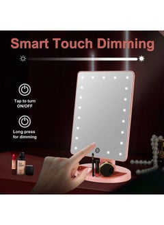 COSMIRROR Lighted Makeup Vanity Mirror With 10X Magnifying Mirror 21 Led Lighted Mirror With Touch Sensor Dimming 180°Adjustable Rotation Dual Power Supply Portable Cosmetic Mirror (Rose Gold)  - Image 4