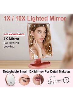 COSMIRROR Lighted Makeup Vanity Mirror With 10X Magnifying Mirror 21 Led Lighted Mirror With Touch Sensor Dimming 180°Adjustable Rotation Dual Power Supply Portable Cosmetic Mirror (Rose Gold)  - Image 3