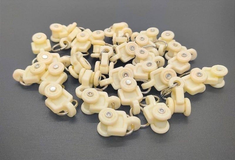 FAPBADRI Heavy Plastic Runners with Wheels for Curtain Channel/Track, Ivory Colour, 100 Pieces - Image 1