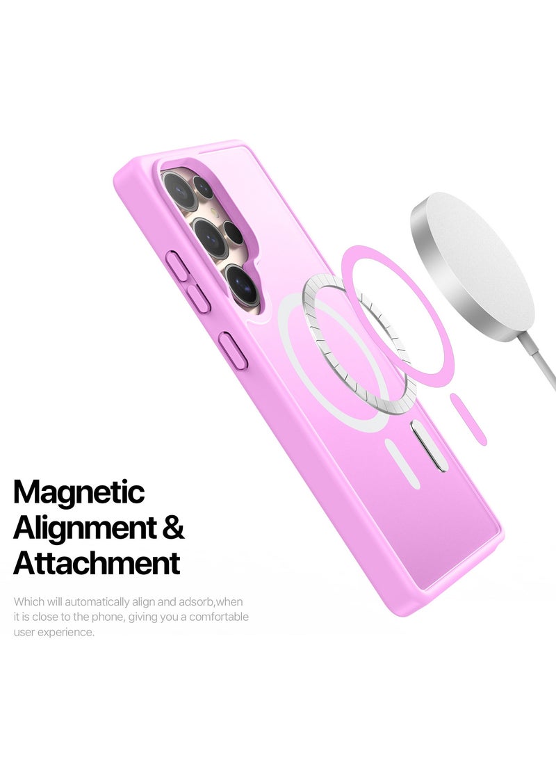 DUX DUCIS - DUX DUCIS Yind Case Anti-Yellowing Matte Clear [Hard PC Back & Soft TPU Bumper] Magnetic Wireless Charging Shockproof Protective Phone Case Cover compatible with Samsung Galaxy S25 Ultra  (Rose Pink) - Image 1