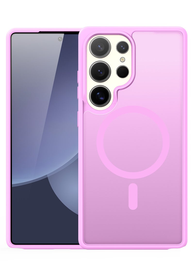 DUX DUCIS - DUX DUCIS Yind Case Anti-Yellowing Matte Clear [Hard PC Back & Soft TPU Bumper] Magnetic Wireless Charging Shockproof Protective Phone Case Cover compatible with Samsung Galaxy S25 Ultra  (Rose Pink) - Image 1