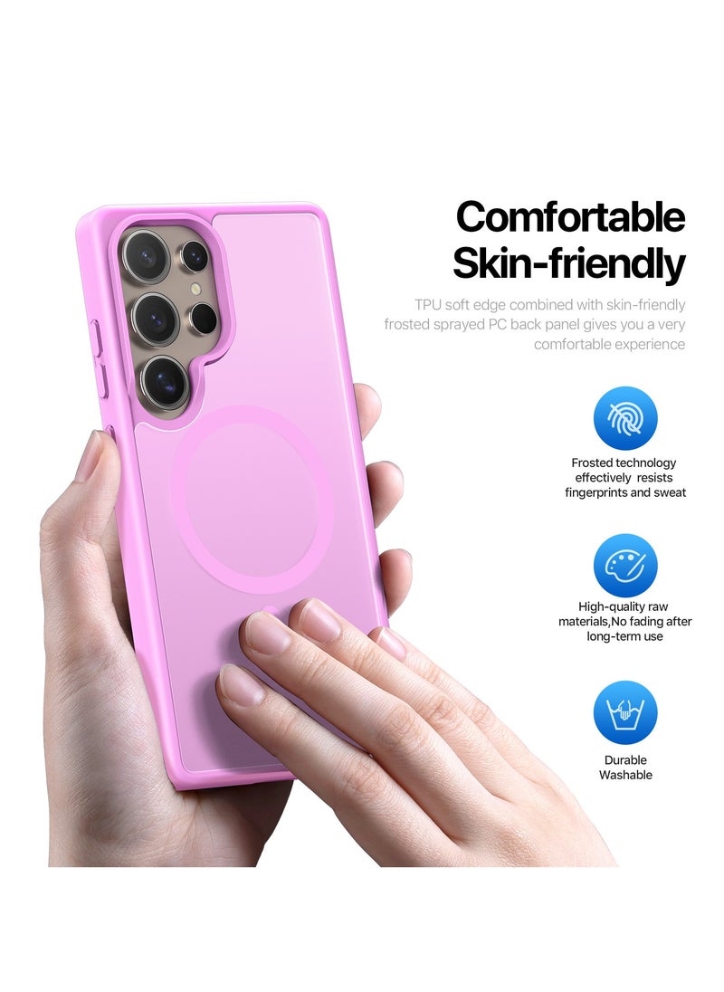 DUX DUCIS - DUX DUCIS Yind Case Anti-Yellowing Matte Clear [Hard PC Back & Soft TPU Bumper] Magnetic Wireless Charging Shockproof Protective Phone Case Cover compatible with Samsung Galaxy S25 Ultra  (Rose Pink) - Image 1