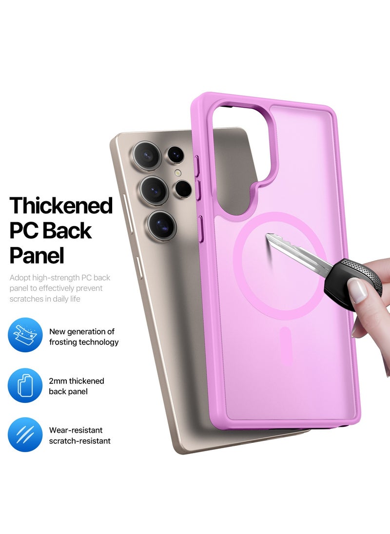 DUX DUCIS - DUX DUCIS Yind Case Anti-Yellowing Matte Clear [Hard PC Back & Soft TPU Bumper] Magnetic Wireless Charging Shockproof Protective Phone Case Cover compatible with Samsung Galaxy S25 Ultra  (Rose Pink) - Image 1