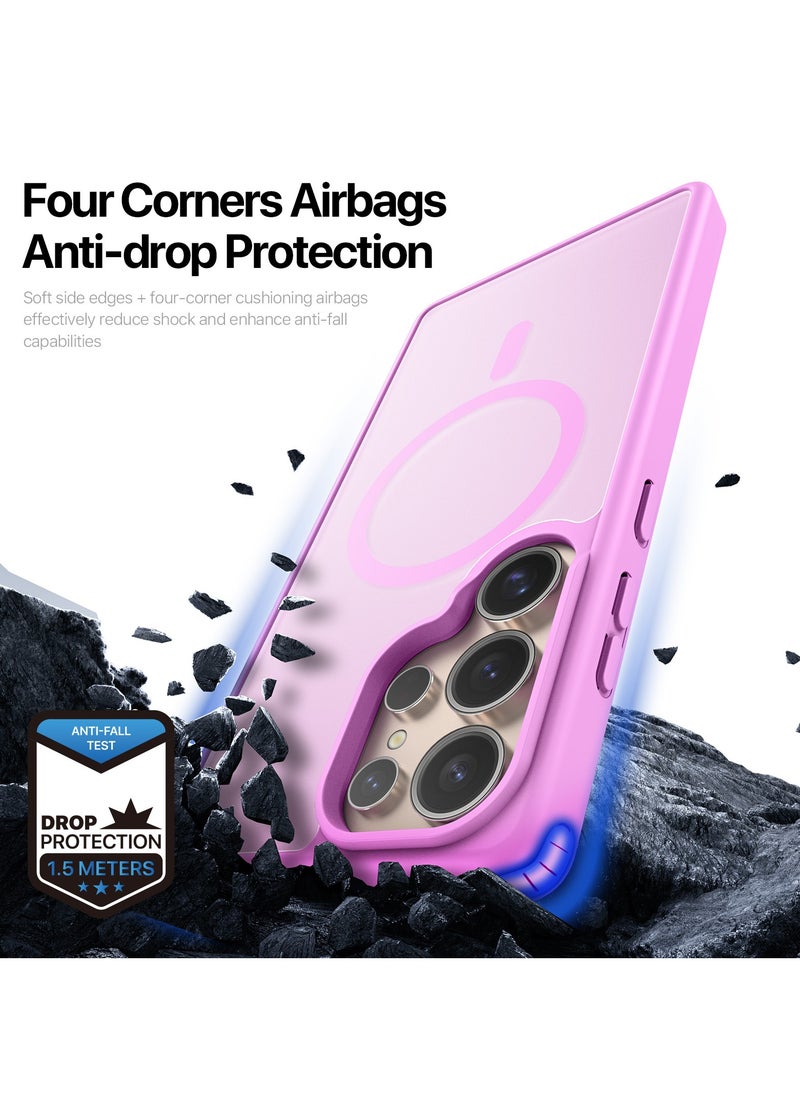 DUX DUCIS - DUX DUCIS Yind Case Anti-Yellowing Matte Clear [Hard PC Back & Soft TPU Bumper] Magnetic Wireless Charging Shockproof Protective Phone Case Cover compatible with Samsung Galaxy S25 Ultra  (Rose Pink) - Image 1