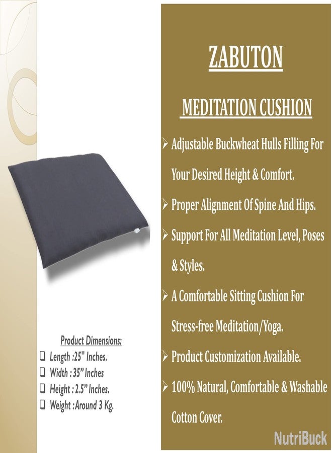 NutriBuck® | Meditation | Yoga | Cushion | (Zabuton Mat) | Filled with Buckwheat Hulls | Achieve Optimal Comfort, Mindfulness,& Posture for Serene and Tranquil Practices(GreyY) - Image 3