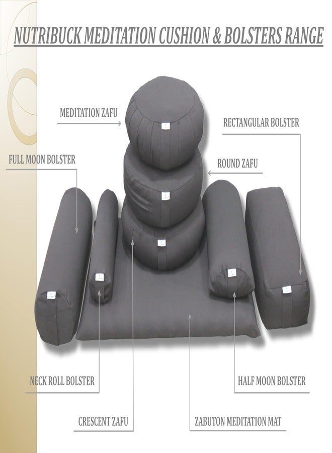 NutriBuck® | Meditation | Yoga | Cushion | (Zabuton Mat) | Filled with Buckwheat Hulls | Achieve Optimal Comfort, Mindfulness,& Posture for Serene and Tranquil Practices(GreyY) - Image 2