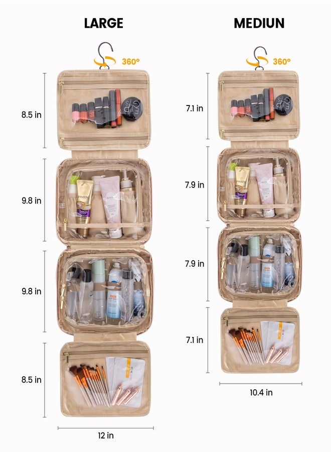 لوف فوك حقيبة أدوات تجميل للسفر من لوففوك للنساء، حقيبة مكياج معلقة مقاومة للماء مع جيب للمجوهرات، حقيبة مستحضرات تجميل محمولة مع حزام للأمتعة للرحلات والتخييم والحمام (وردي، 12.5 بوصة) - Image 2