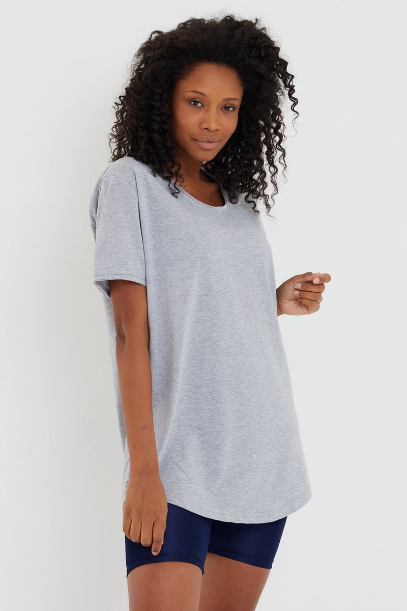 Cool Tarz Cool Style Style Cool Women Gray Dirty Collar Loose T-SHIRT-XKTCPS001R10S  - Image 1