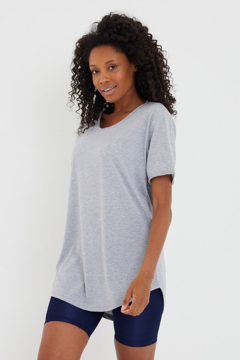 Cool Tarz Cool Style Style Cool Women Gray Dirty Collar Loose T-SHIRT-XKTCPS001R10S  - Image 2