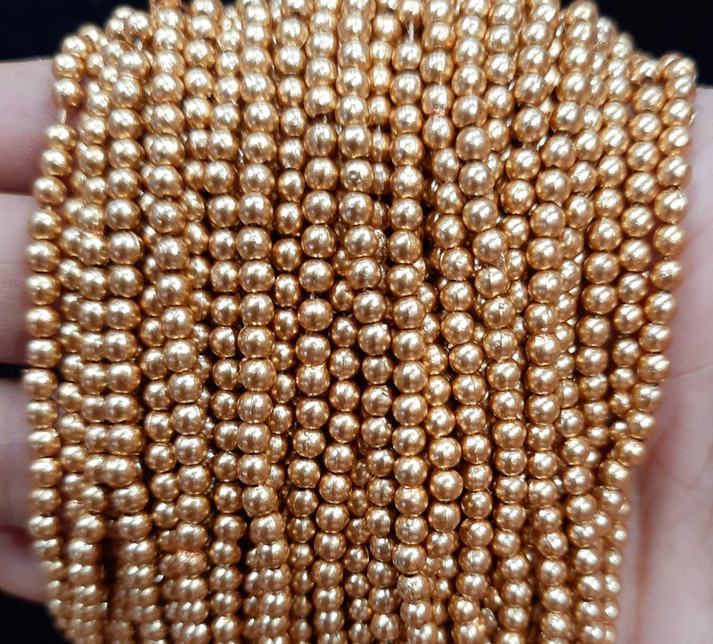 Unikart Antique Gold/Dull Gold 3mm Round Shape Beads for Aari/Maggam Embroidery Blouse Work, Decoration, Craft & DIY Kit (Pack of 2000pcs) - Image 2