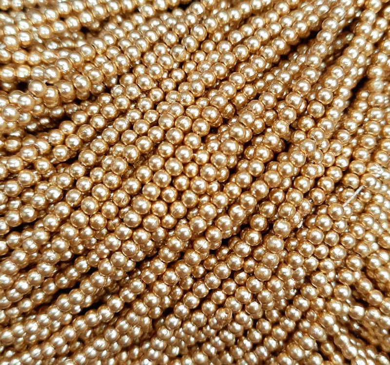 Unikart Antique Gold/Dull Gold 3mm Round Shape Beads for Aari/Maggam Embroidery Blouse Work, Decoration, Craft & DIY Kit (Pack of 2000pcs) - Image 5