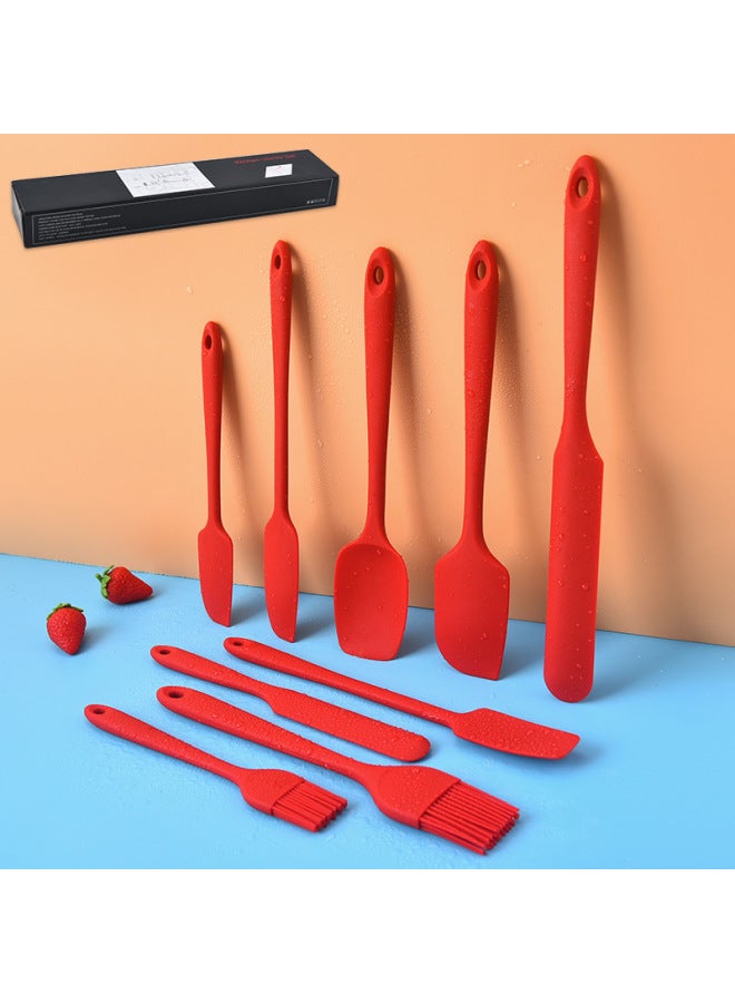 Silicone Kitchenware 9 Piece Set Household Cake Cream Butter Spatula Oil Brush Baking Tool Set-Color:Pink 5-piece Set (including Color Box) - Image 3
