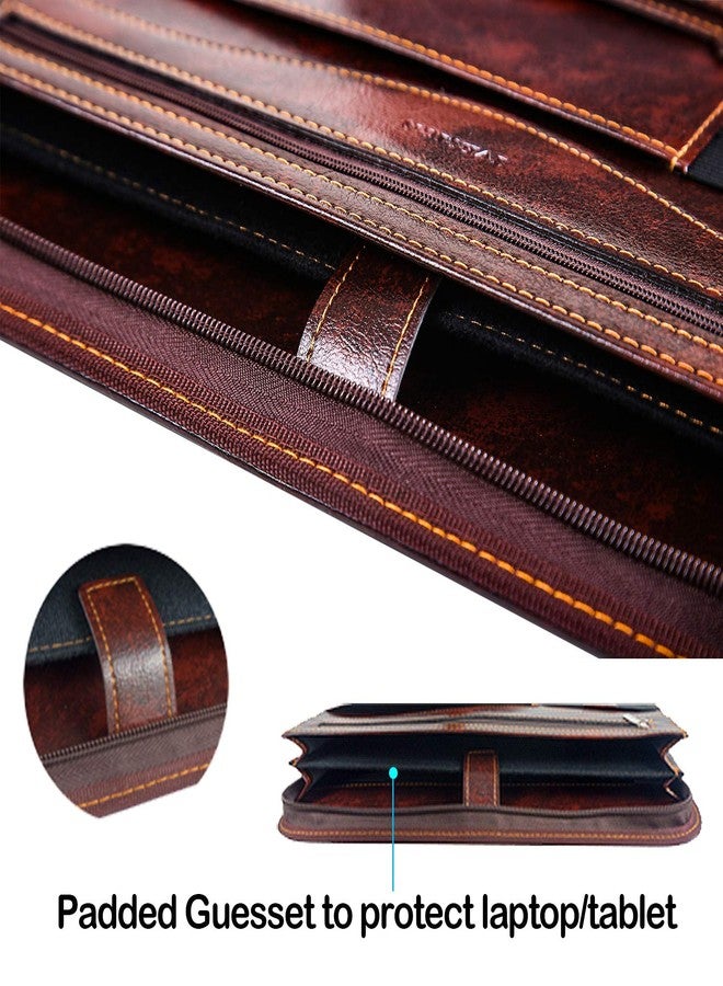 IVESIGN Zippered Padfolio for Women & Men Resume Portfolio Folder Vegan Leather Business Organizer Planner,with Writing Pad Interior 10.1 Inch Tablet Sleeve Dark Brown - Image 5