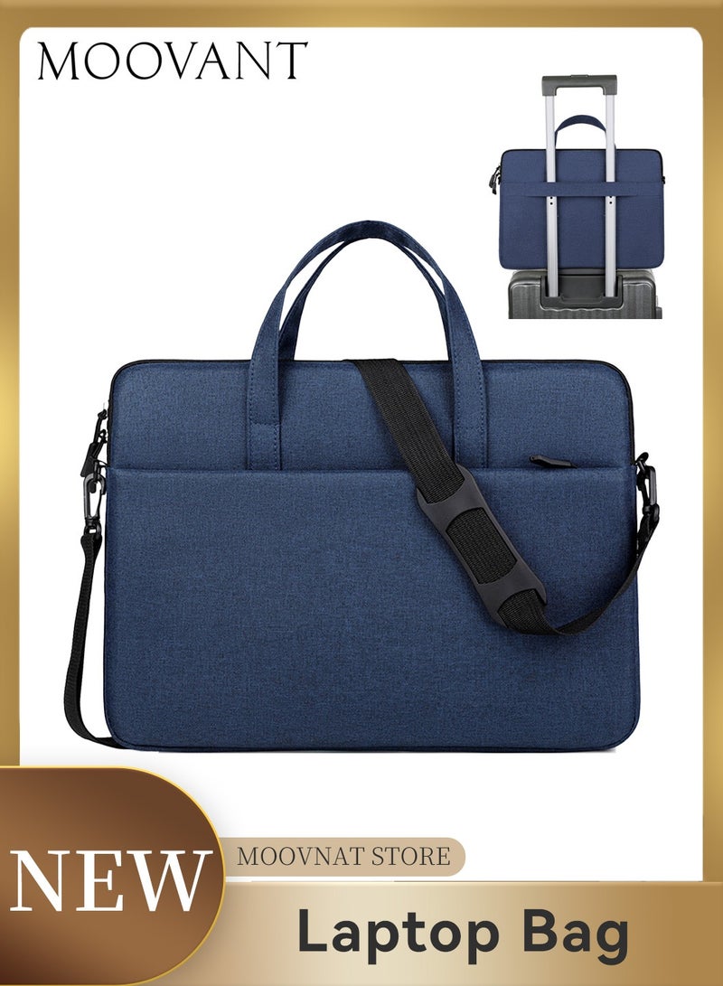 Moovant Laptop Bag for Men Women Fit 15.6 Inch Computer Bag, iPad Bag, Portable Shoulder Bag with Strap for Travel, Business, Blue - Image 1