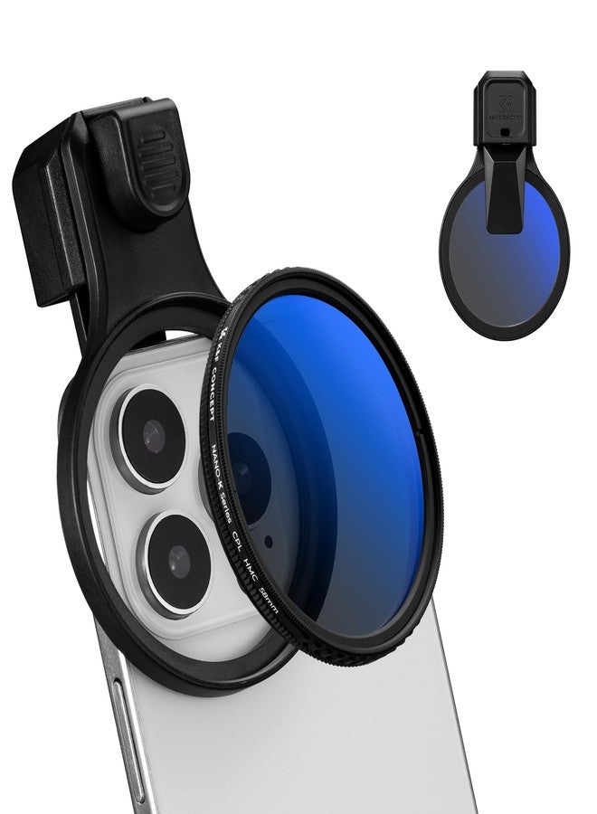 K&F CONCEPT 58mm Press-on CPL Phone Lens Filter Kit, Polarizing Filter Compatible with iPhone 17/16/15/14/13/12 Standard, 16/15/14/13/12 Pro/Pro Max, 58mm Threaded Filters - Image 1