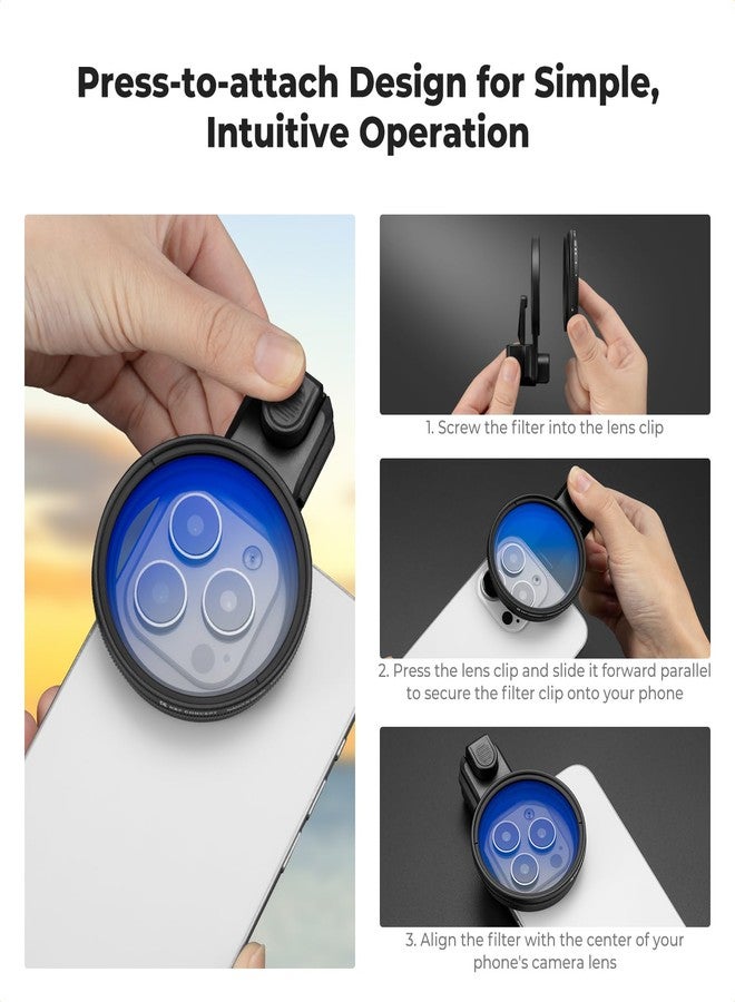 K&F CONCEPT 58mm Press-on CPL Phone Lens Filter Kit, Polarizing Filter Compatible with iPhone 17/16/15/14/13/12 Standard, 16/15/14/13/12 Pro/Pro Max, 58mm Threaded Filters - Image 5