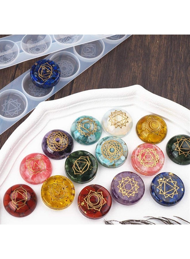 Wehous 7 Chakra Stones Resin Molds 2 Pack Silicone Round Reiki Healing Crystal With Engraved Chakra Symbols Epoxy Resin Casting Mould Diy Crafts Jewelry Pendant Keychain Home Decor Ornament - Image 2