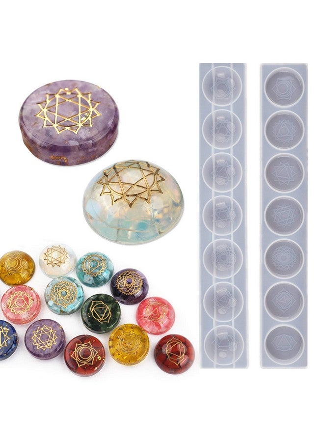 Wehous 7 Chakra Stones Resin Molds 2 Pack Silicone Round Reiki Healing Crystal With Engraved Chakra Symbols Epoxy Resin Casting Mould Diy Crafts Jewelry Pendant Keychain Home Decor Ornament - Image 1