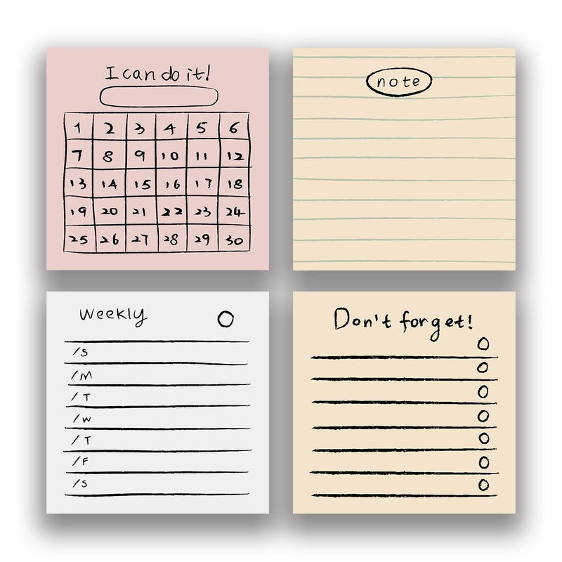 RAINBAM Retro 4 Pack/200 Sheets 3x3in Sticky Notes Set, High-Adhesive Productivity Planner Pads for Time Management, Vintage Daily Task Notes for Journal Office School Home, Bulk Stationery Gift - Image 1