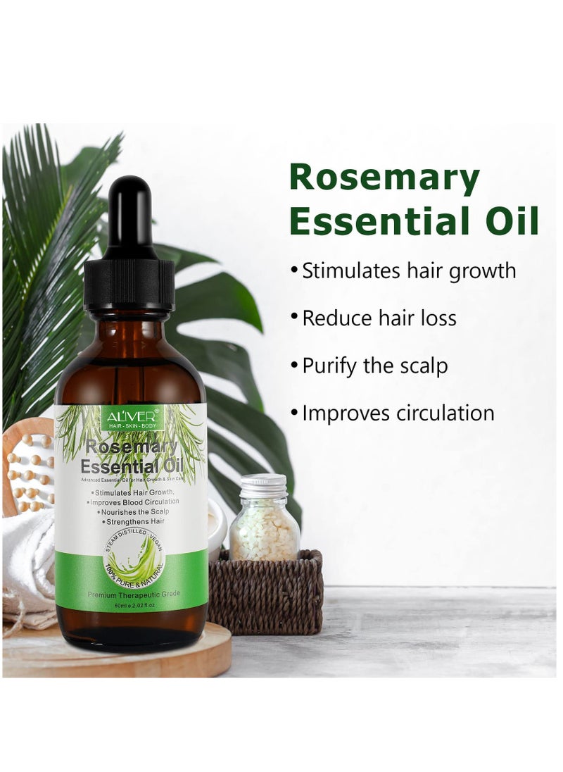 2 Pcs Rosemary Essential Oil with Hair Scalp Massager Brush for Hair Growth Pure Organic Rosemary Oil for Dry Damaged Hair and Growth Hair Scalp Oil Hair Loss Treatment Oil for Men and Women 60ml x 2 - pzsku/ZA5101371286387FA595CZ/45/_/1712051732/9061b827-dd02-4f95-9b62-ced84a1a3ee3