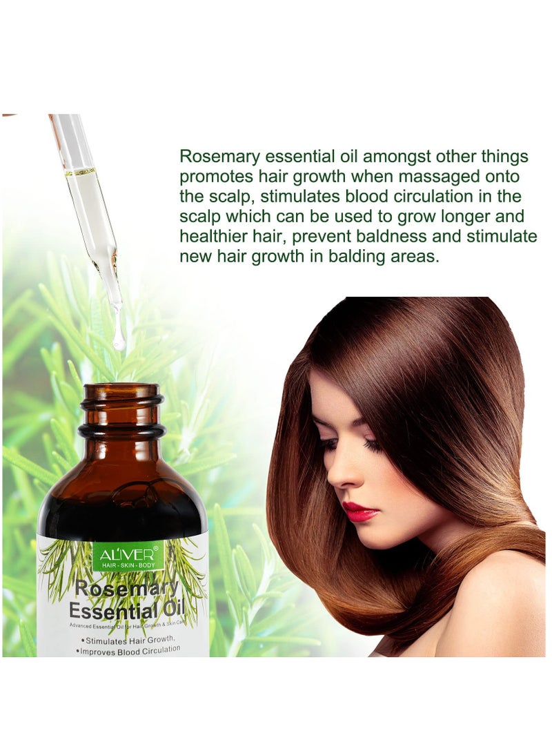 ALIVER 2 Pcs Rosemary Essential Oil with Hair Scalp Massager Brush for Hair Growth Pure Organic Rosemary Oil for Dry Damaged Hair and Growth Hair Scalp Oil Hair Loss Treatment Oil for Men and Women 60ml x 2  - Image 5