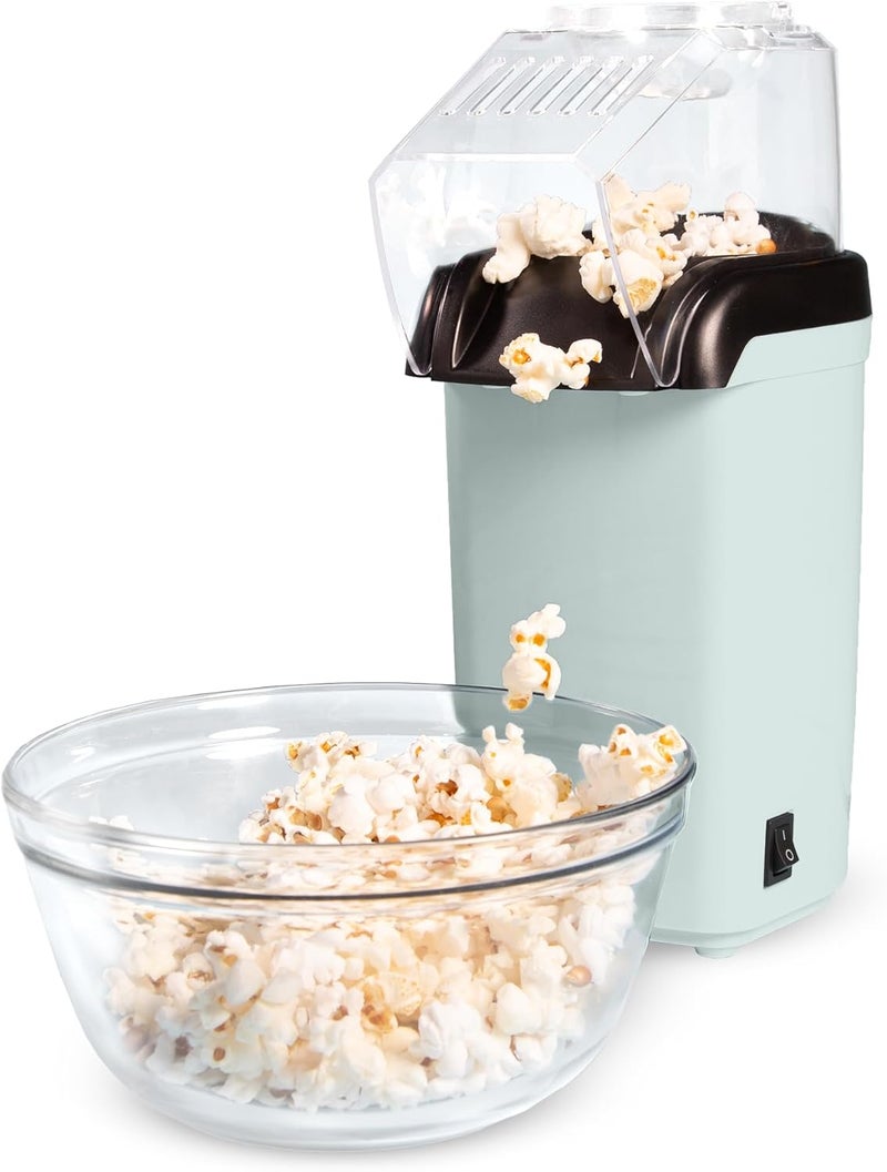 Tasty Hot Air Popcorn Popper, Healthy and Delicious Popcorn in Minutes, Fast and Easy-to-Use, Built-In Measuring Cup and Butter Warmer, 8 Cups, Aqua - Image 1