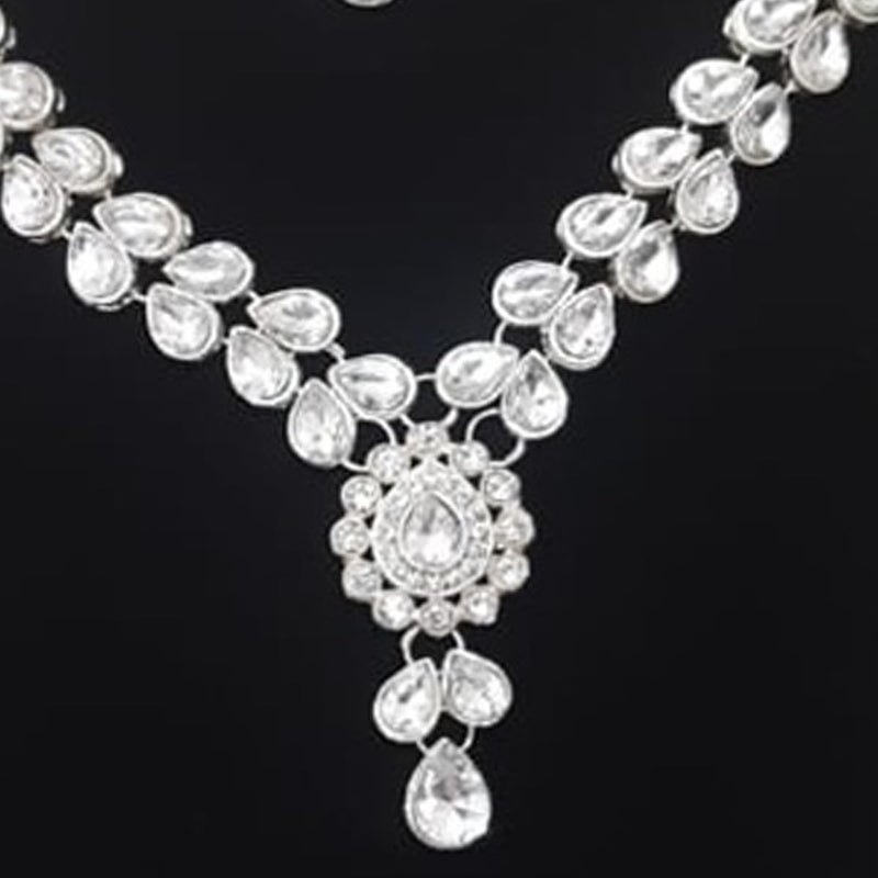 CRUSSTIQUE GOLD Crystal Teardrop Necklace Set with Earrings for Women, Silver-Plated Jewellery Set in White | Elegant Bridal Wedding Necklace and Earring Set - Image 2