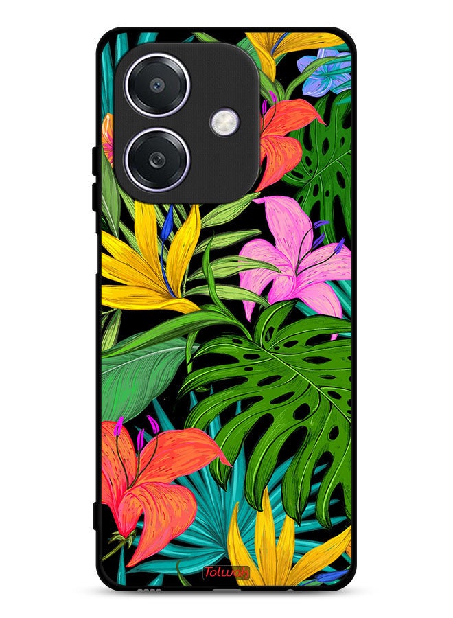 Tolwak Oppo A3 5G Protective Case Cover Pattern Tropical Flowers Leaves - Image 1