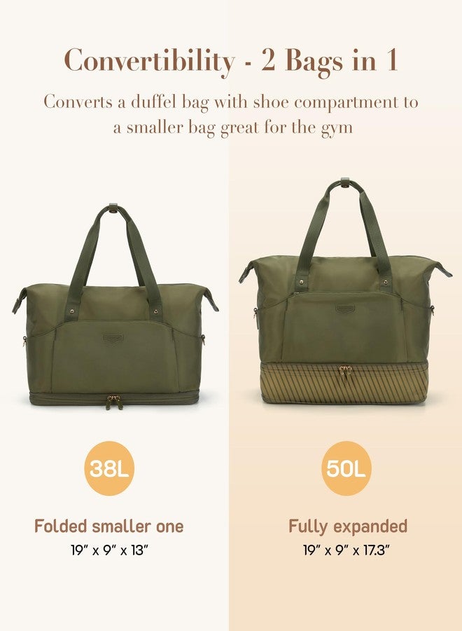 Missnine Expandable Weekender Bag for Women, Travel Duffel Bag, 50L Carry on Overnight Bag with Shoes Compartment for Travel, Gym, Labor and Delivery, Mom Hospital Bags - Image 2