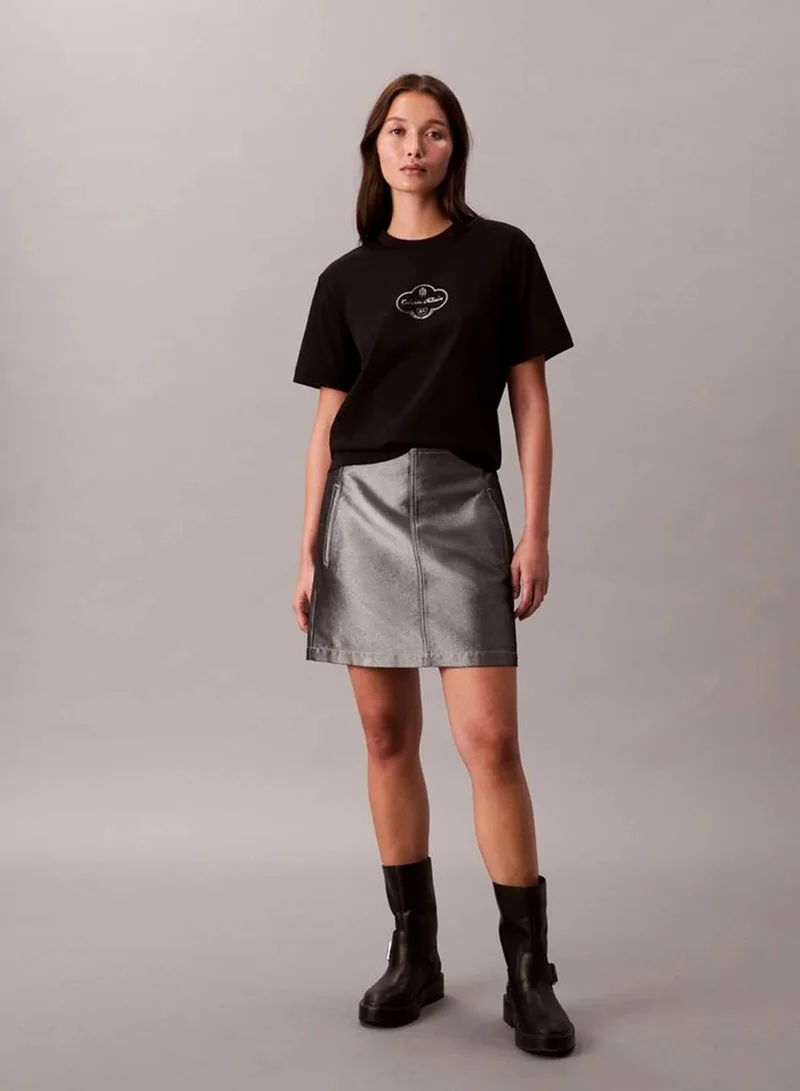 Calvin Klein Jeans Black Cocktail Logo Graphic Boxy T-Shirt for Women | Best Price UAE