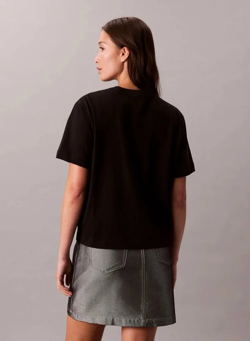 Calvin Klein Jeans Black Cocktail Logo Graphic Boxy T-Shirt for Women | Best Price UAE
