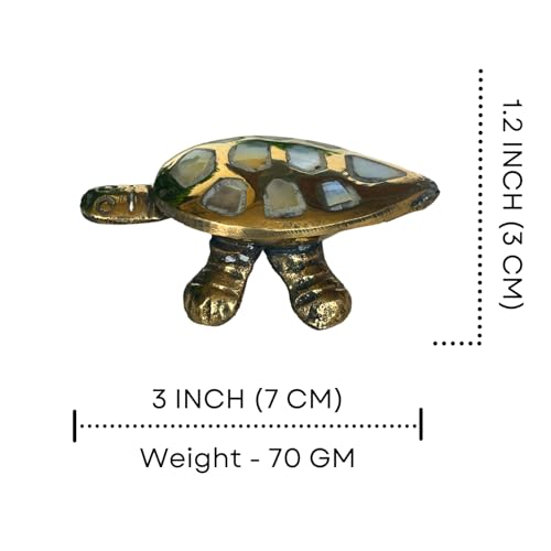 Salvus APP SOLUTIONS Brass Made Wish Fulfilling Tortoise/Turtle Religious - Feng Shui Charm for Home Décor, Positive Energy, and Prosperity (White & Golden_3x1.2 Inch) - Image 2