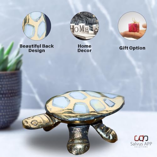 Salvus APP SOLUTIONS Brass Made Wish Fulfilling Tortoise/Turtle Religious - Feng Shui Charm for Home Décor, Positive Energy, and Prosperity (White & Golden_3x1.2 Inch) - Image 5