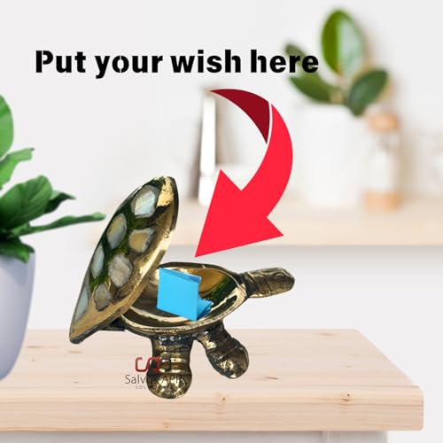 Salvus APP SOLUTIONS Brass Made Wish Fulfilling Tortoise/Turtle Religious - Feng Shui Charm for Home Décor, Positive Energy, and Prosperity (White & Golden_3x1.2 Inch) - Image 3