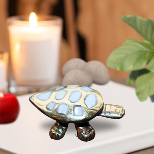 Salvus APP SOLUTIONS Brass Made Wish Fulfilling Tortoise/Turtle Religious - Feng Shui Charm for Home Décor, Positive Energy, and Prosperity (White & Golden_3x1.2 Inch) - Image 4