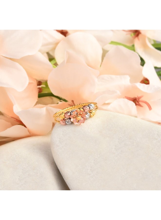 BAFLEH JEWELLERY A Touch of Nature in 22kt Gold 3 Tone Flower Ball Ring  - Image 3