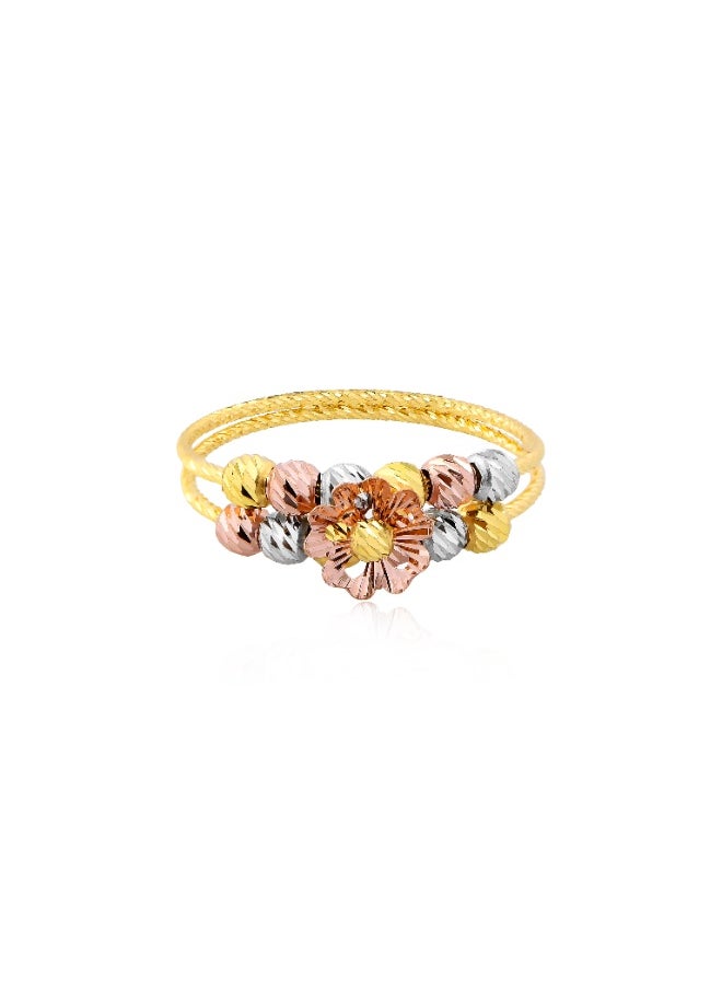 BAFLEH JEWELLERY A Touch of Nature in 22kt Gold 3 Tone Flower Ball Ring  - Image 2