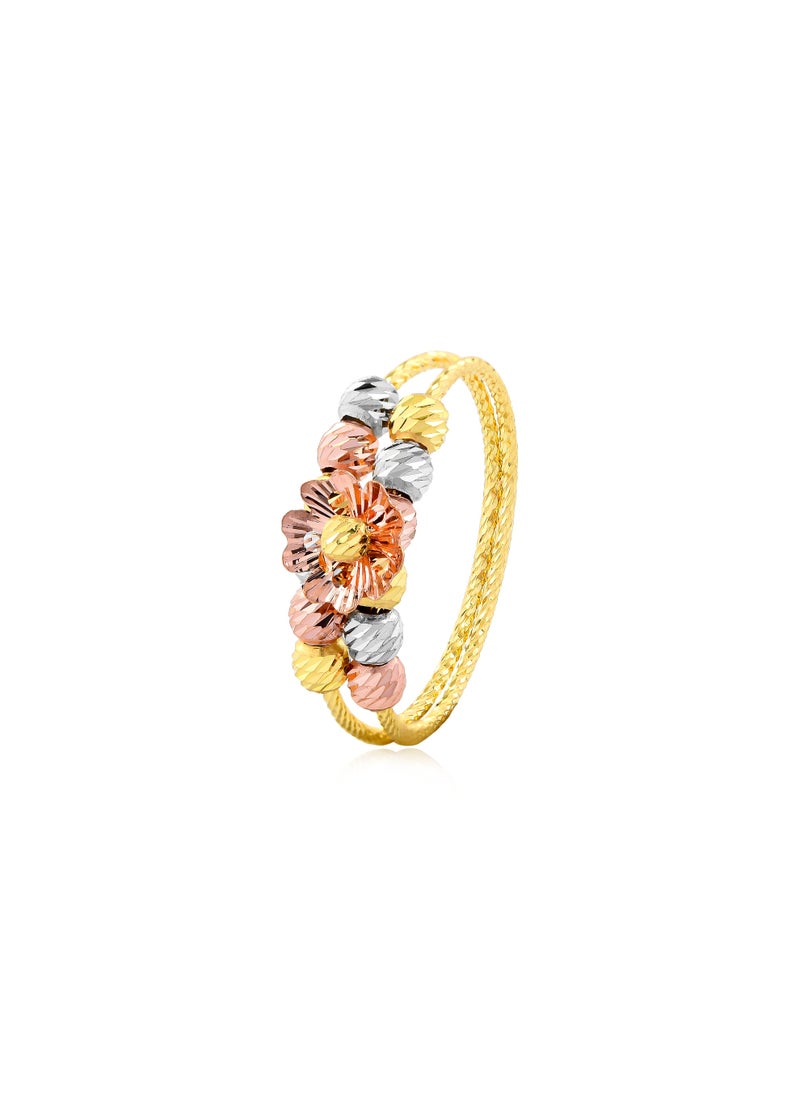 BAFLEH JEWELLERY A Touch of Nature in 22kt Gold 3 Tone Flower Ball Ring  - Image 1
