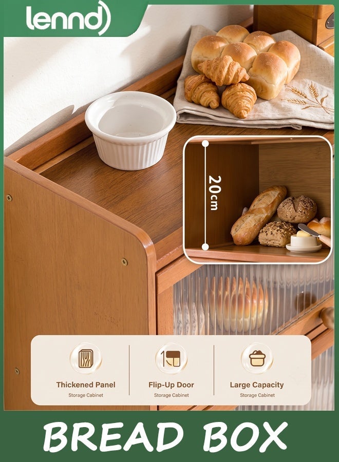 LENND Bamboo Bread Box for Kitchen Counter-Large Capacity Bread Storage Container Farmhouse Bread Box with Window Bread Holder - Image 2