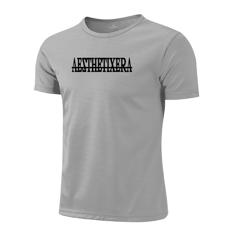 Slim fit fitness sports short sleeve men''s bodybuilding training clothes summer quick-drying mesh bottoming shirt trendy muscle men - Image 1