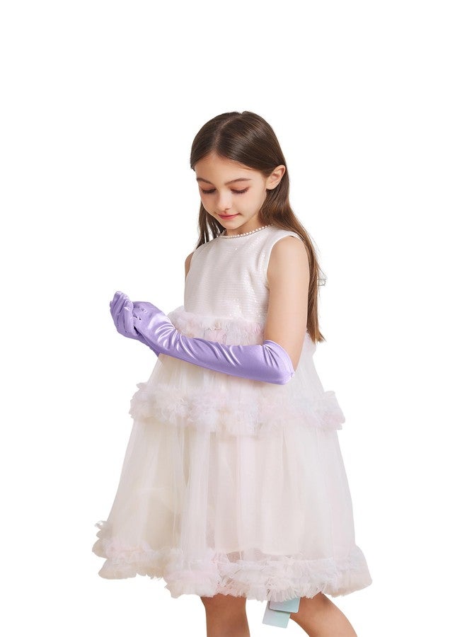 sodknow Light Purple Little Girls Princess Gloves Solid Color Long Elbow Length For Halloween,Birthday,Wedding,Costume Party,Holiday,Recital, Pageant - Image 5