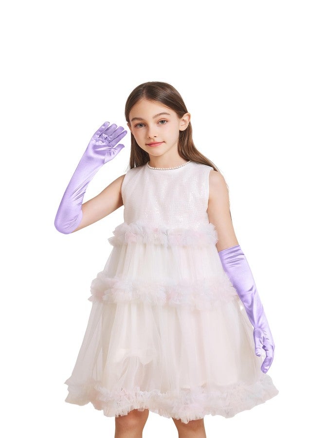 sodknow Light Purple Little Girls Princess Gloves Solid Color Long Elbow Length For Halloween,Birthday,Wedding,Costume Party,Holiday,Recital, Pageant - Image 4