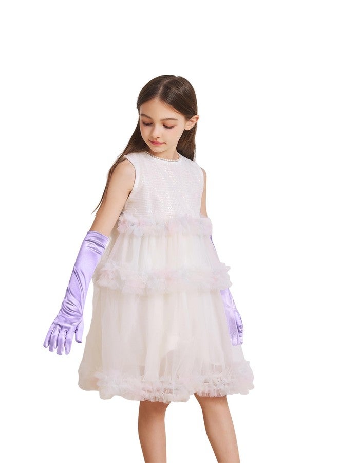 sodknow Light Purple Little Girls Princess Gloves Solid Color Long Elbow Length For Halloween,Birthday,Wedding,Costume Party,Holiday,Recital, Pageant - Image 3