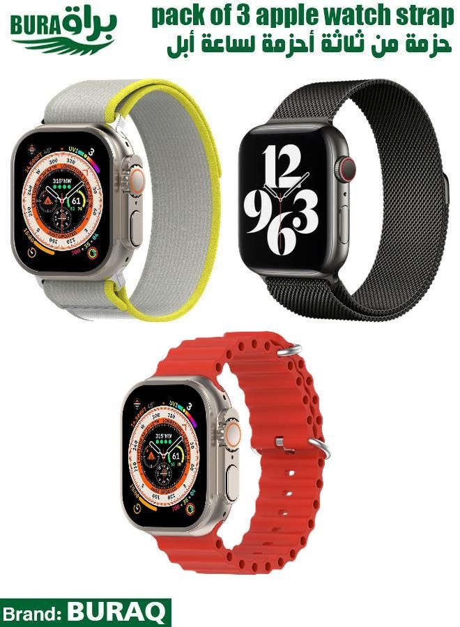 BURAQ Apple Watch Band Strap For Apple Watch Ultra 2/Ultra 49mm, Series 10 46mm, 9/8/7 45mm, SE2/SE/6/5/4 44mm, 3/2/1 42mm