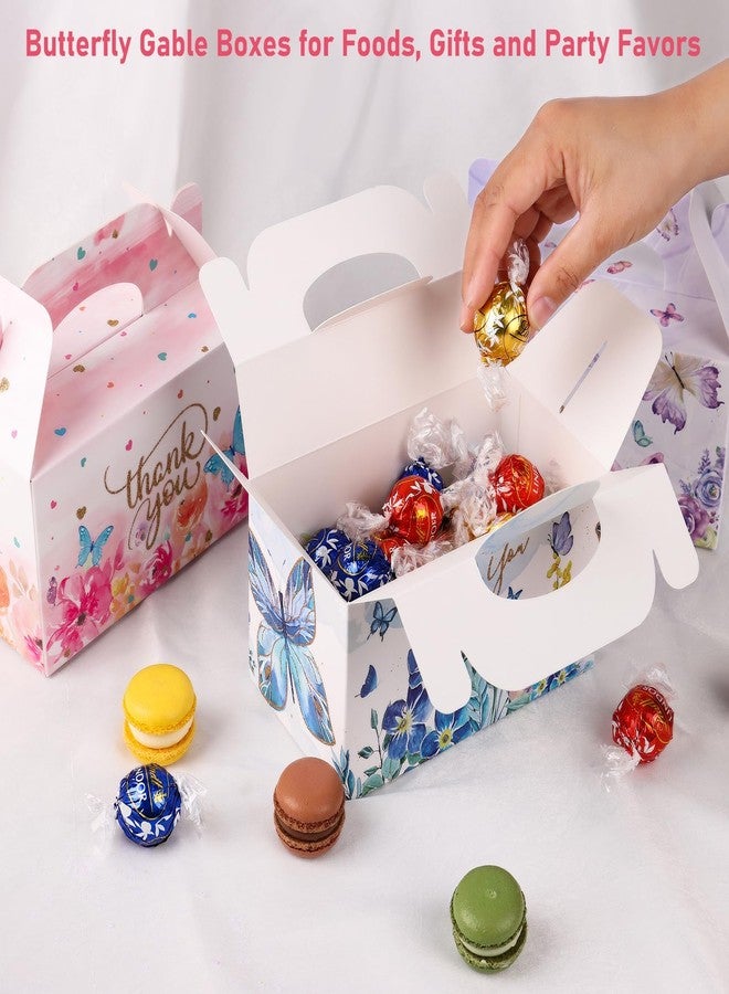 Giiffu Butterfly Party Favor Boxes with Handles - 24 Pack Paper Candy Treat Boxes for Birthday, Baby Shower, Wedding, Goodie Cookie Snacks Gift Box, 6.3 x 3.5 x 3.5 Inch - Image 4
