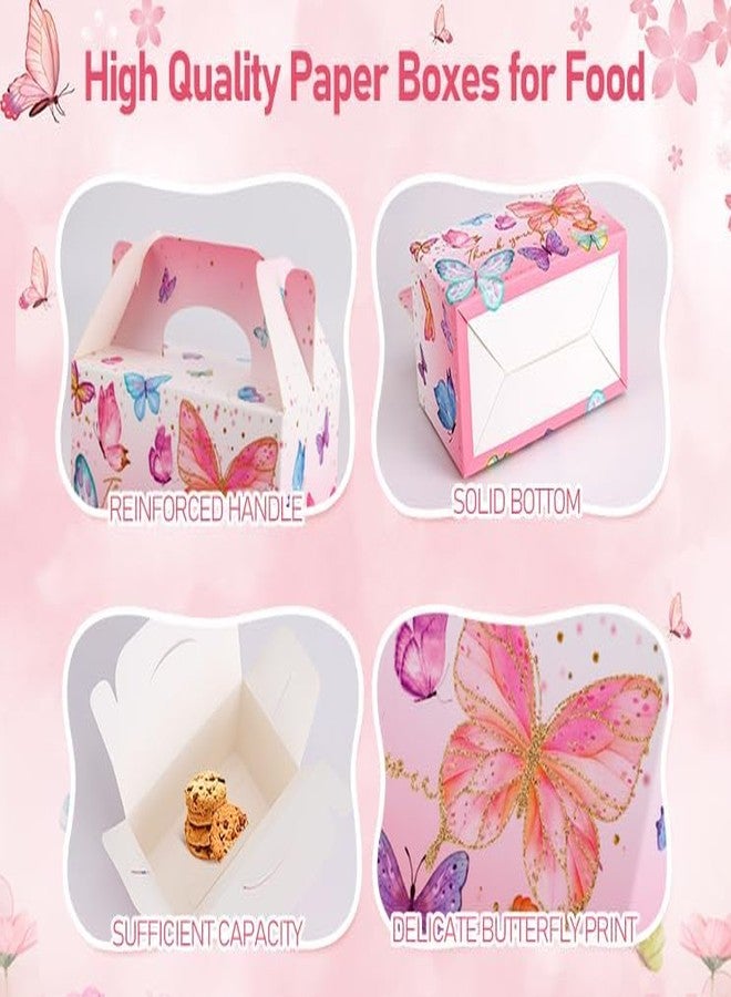 Giiffu Butterfly Party Favor Boxes with Handles - 24 Pack Paper Candy Treat Boxes for Birthday, Baby Shower, Wedding, Goodie Cookie Snacks Gift Box, 6.3 x 3.5 x 3.5 Inch - Image 3